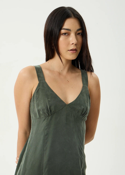 Afends Gerry Cupro Mini Dress - Deep Green