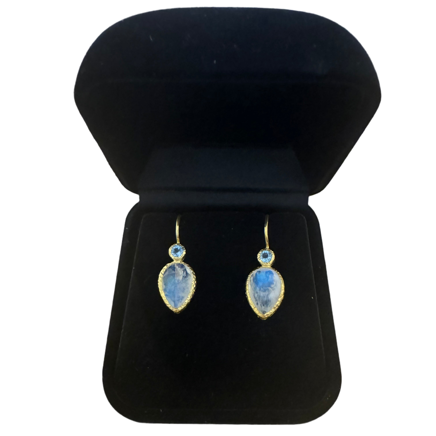 Celestia Drop Earrings – Moonstone & Blue Topaz Magic