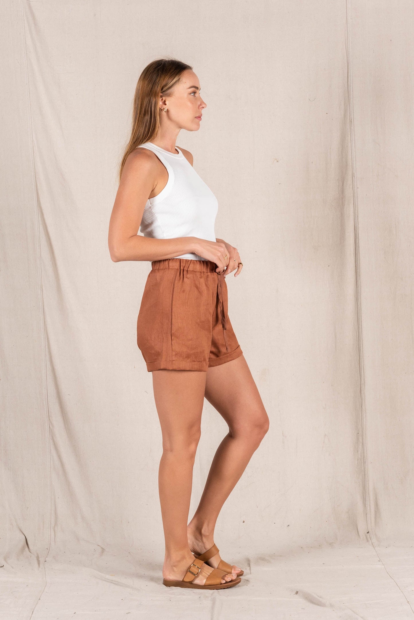 Giza Linen Short Umber