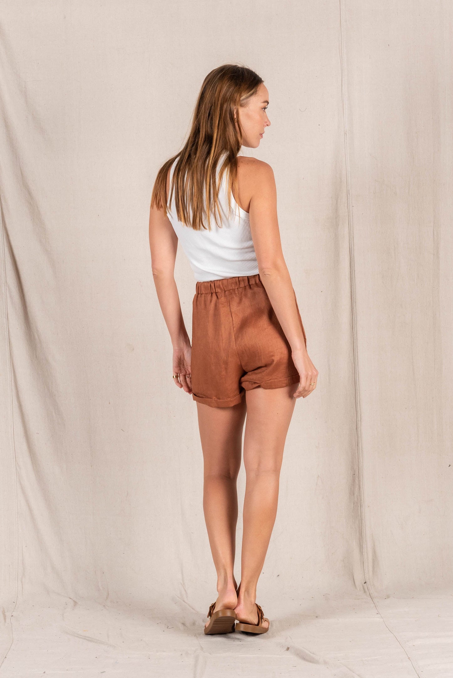 Giza Linen Short Umber